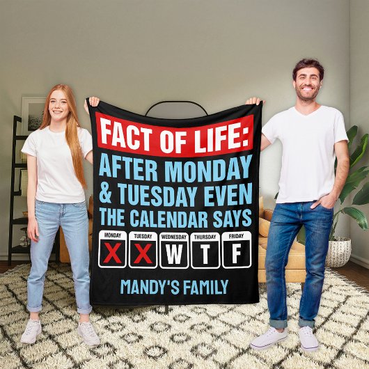 Feit van het Leven Kalender Zegt WTF Humor Fleece Deken