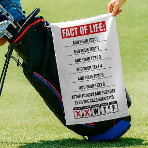 Feit van het Leven Kalender Zegt WTF Humor Golfhanddoek