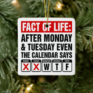 Feit van het Leven Kalender Zegt WTF Humor Keramisch Ornament