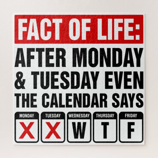 Feit van het Leven Kalender Zegt WTF Humor Legpuzzel (Verticaal)