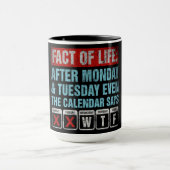 Feit van het Leven Kalender Zegt WTF Humor Mok (Midden)