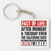 Feit van het Leven Kalender Zegt WTF Humor Sleutelhanger (Voorkant)