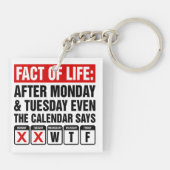 Feit van het Leven Kalender Zegt WTF Humor Sleutelhanger (Achterkant)
