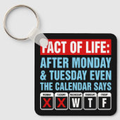 Feit van het Leven Kalender Zegt WTF Humor Sleutelhanger (Voorkant)
