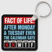 Feit van het Leven Kalender Zegt WTF Humor Sleutelhanger (Achterkant)