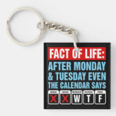 Feit van het Leven Kalender Zegt WTF Humor Sleutelhanger (Voorkant)