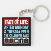 Feit van het Leven Kalender Zegt WTF Humor Sleutelhanger (Achterkant)