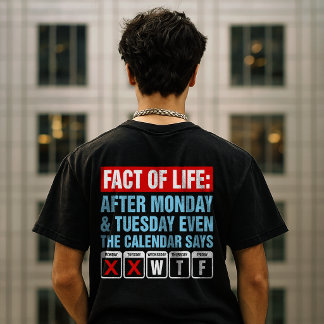 Feit van het Leven Kalender Zegt WTF Humor T-shirt