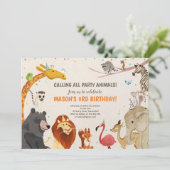 Feitelijke dieren Safari Girl Boy Kaart (Staand voorkant)