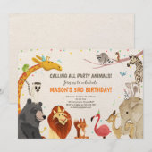 Feitelijke dieren Safari Girl Boy Kaart (Voorkant / Achterkant)