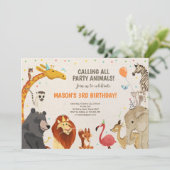 Feitelijke dieren Safari Girl Boy Kaart (Staand voorkant)