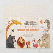 Feitelijke dieren Safari Girl Boy Kaart (Voorkant / Achterkant)