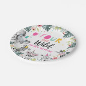 Feitelijke dieren Safari Girl Pink Vier Wild Birth Papieren Bordje (Gekanteld)