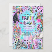 Feitelijke dieren Safari Neon Rainbow Cheetah Birt Kaart (Voorkant)