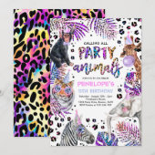 Feitelijke dieren Safari Rainbow Cheetah Birthday Kaart (Voorkant / Achterkant)