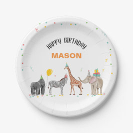 Feitelijke dieren Safari Zoo Party Boy Wild Birthd Papieren Bordje