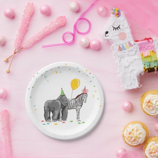 Feitelijke dieren Safari Zoo Party Boy Wild Birthd Papieren Bordje (Feest)