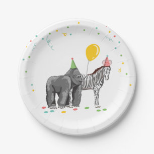 Feitelijke dieren Safari Zoo Party Boy Wild Birthd Papieren Bordje
