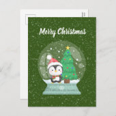 Feitelijke kerstpinguïn-sneeuw feestdagenkaart (Voorkant / Achterkant)