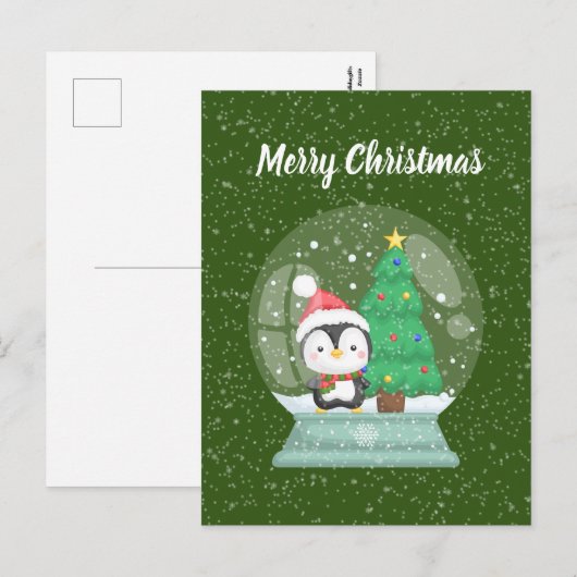 Feitelijke kerstpinguïn-sneeuw feestdagenkaart (Voorkant / Achterkant)