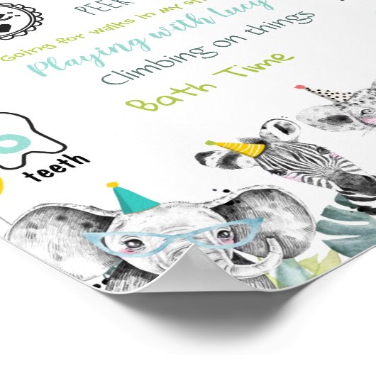 Feitelijke mijlpalen voor dieren Safari eerste ver Poster (Hoek)