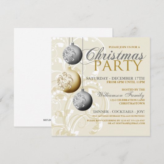 Feitelijke uitnodiging voor kerstfeest (Voorkant / Achterkant)