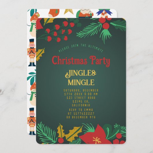 Feitelijke uitnodiging voor kerstfeest (Voorkant / Achterkant)