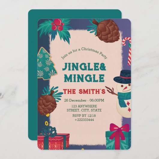 Feitelijke uitnodiging voor kerstfeest (Voorkant / Achterkant)