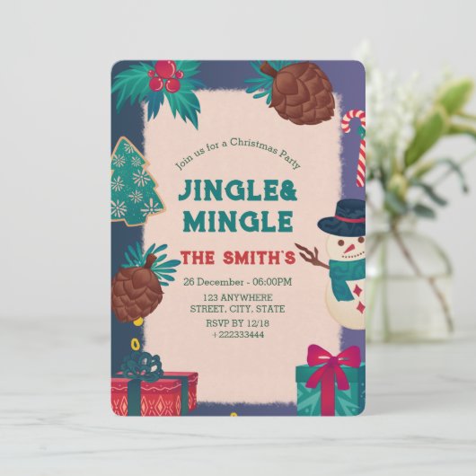 Feitelijke uitnodiging voor kerstfeest (Staand voorkant)