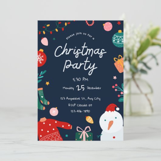 Feitelijke uitnodiging voor kerstfeest (Staand voorkant)