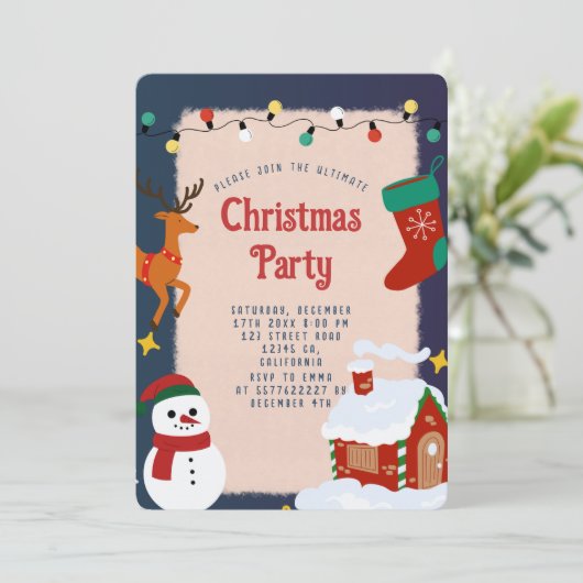 Feitelijke uitnodiging voor kerstfeest (Staand voorkant)