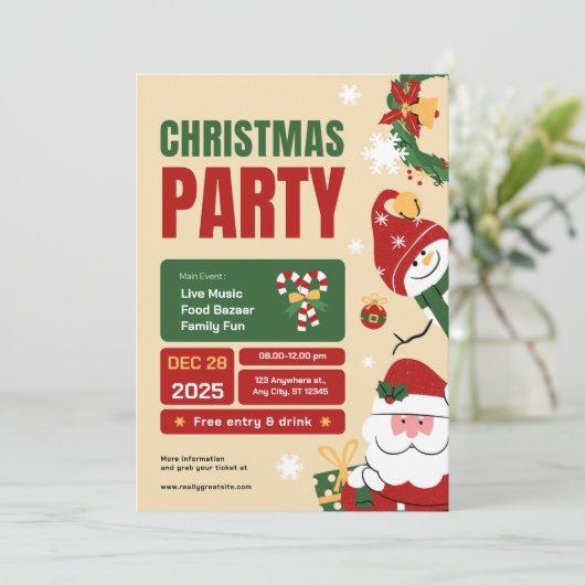 Feitelijke uitnodiging voor kerstfeest (Staand voorkant)