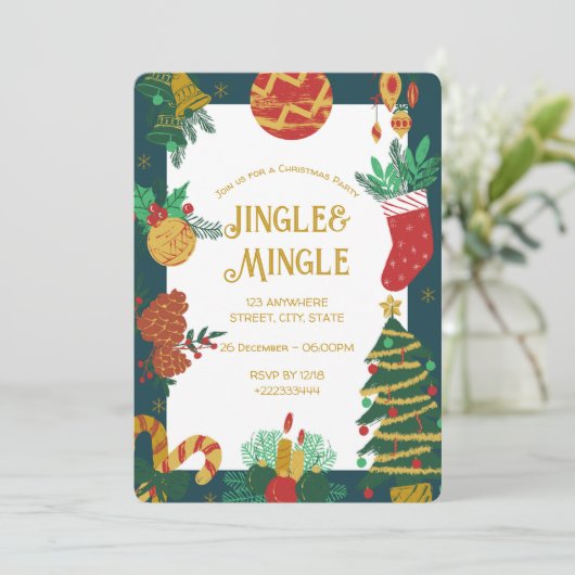 Feitelijke uitnodiging voor kerstfeest (Staand voorkant)