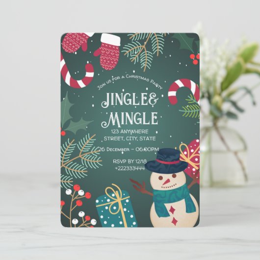 Feitelijke uitnodiging voor kerstfeest (Staand voorkant)