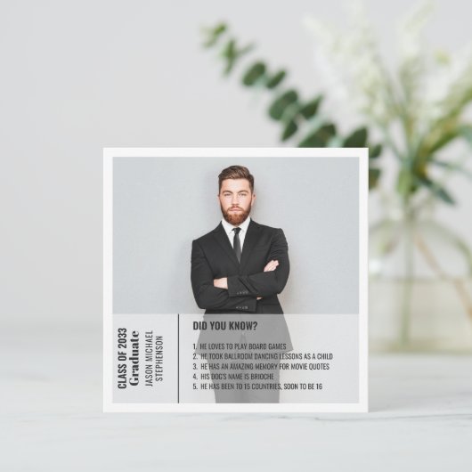 Feiten 2 foto moderne afstuderen aankondiging (Staand voorkant)