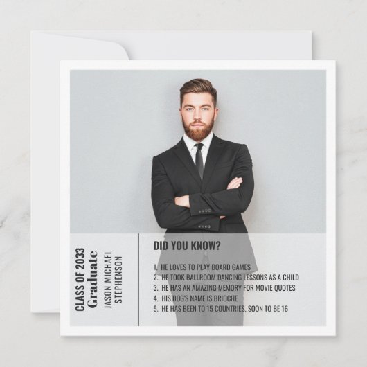 Feiten 2 foto moderne afstuderen aankondiging (Voorkant)