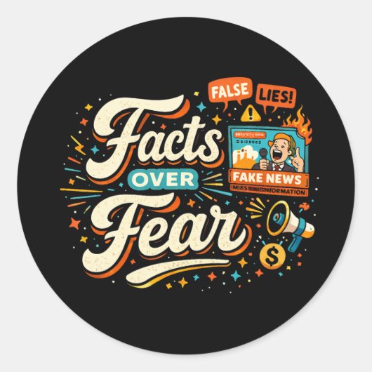 Feiten Boven Angst Ronde Sticker (Voorkant)
