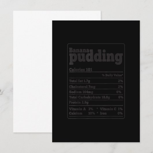 Feiten over Bananenpudding Ingrediënten Grappige F Kaart (Voorkant / Achterkant)
