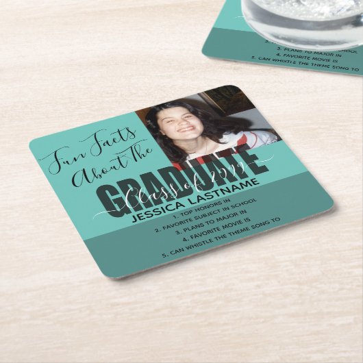 Feiten over de Afstuderen foto van elk jaar Kartonnen Onderzetters (Schuin)