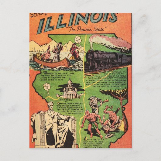 Feiten over Illinois de staat Pairie Briefkaart (Voorkant)