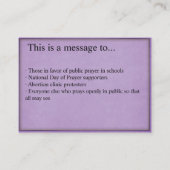 Feitkaarten voor openbare gebedden visitekaartje (Achterkant)