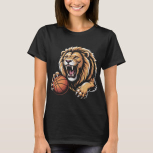 fel Basketsbal Leeuw Mascotte Sport Team Spirit R T-shirt