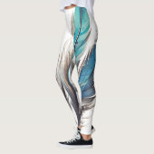 Fel blauw veren trio leggings (Links)