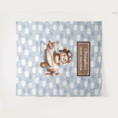 Fel bruine teddybeer piloot babyshower fotobord wandkleed (Voorkant (horizontaal))