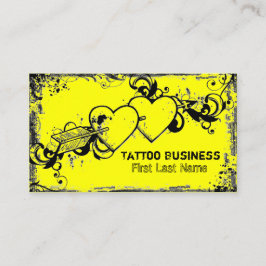 Fel geel grunge hart tattoo visitekaartjes