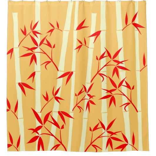 Fel Geel Rood Bamboe Planten Licht Douchegordijn (Voorkant)