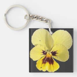 Fel Geel Viooltje Bloem Foto Acrylaat Sleutelhange Sleutelhanger