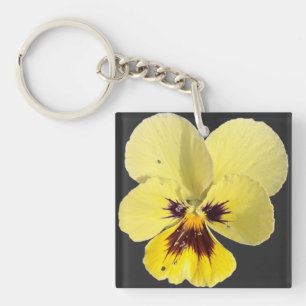 Fel Geel Viooltje Bloem Foto Acrylaat Sleutelhange Sleutelhanger