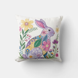 Fel gekleurd bloemenkonijn kussen