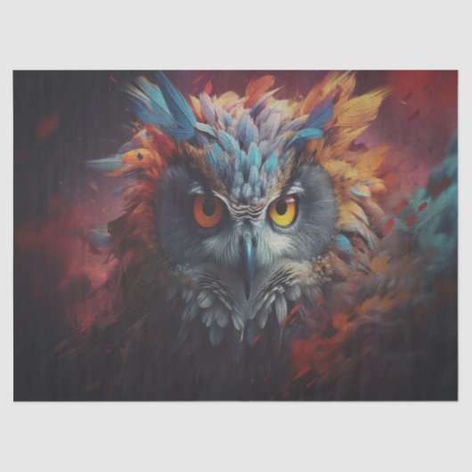 Fel gekleurd Uil Decoupage Tissue Papier (Voorkant)